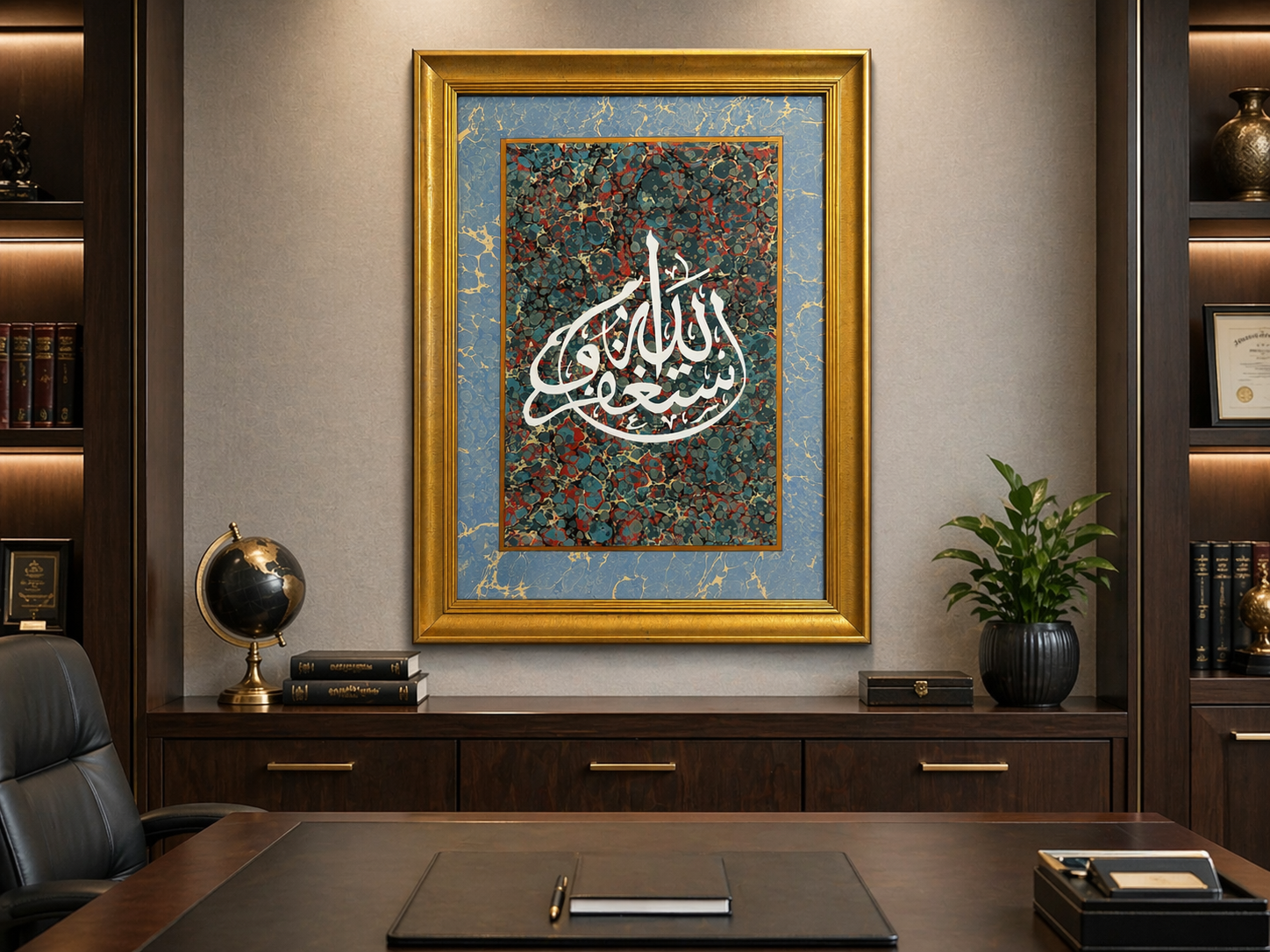 Çalışma odasında ebru