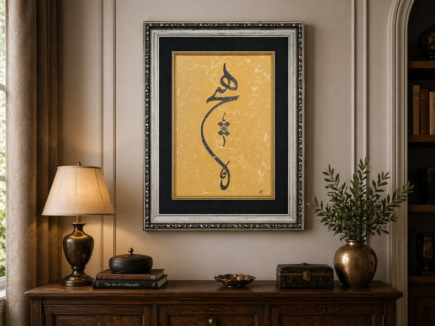 Yatak odasında ebru eseri